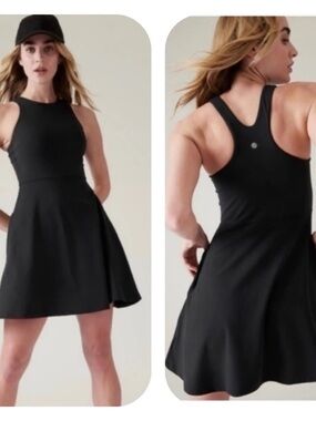 Athleta Black Racerback Fit-and-Flare Dress. size medium. NWT
